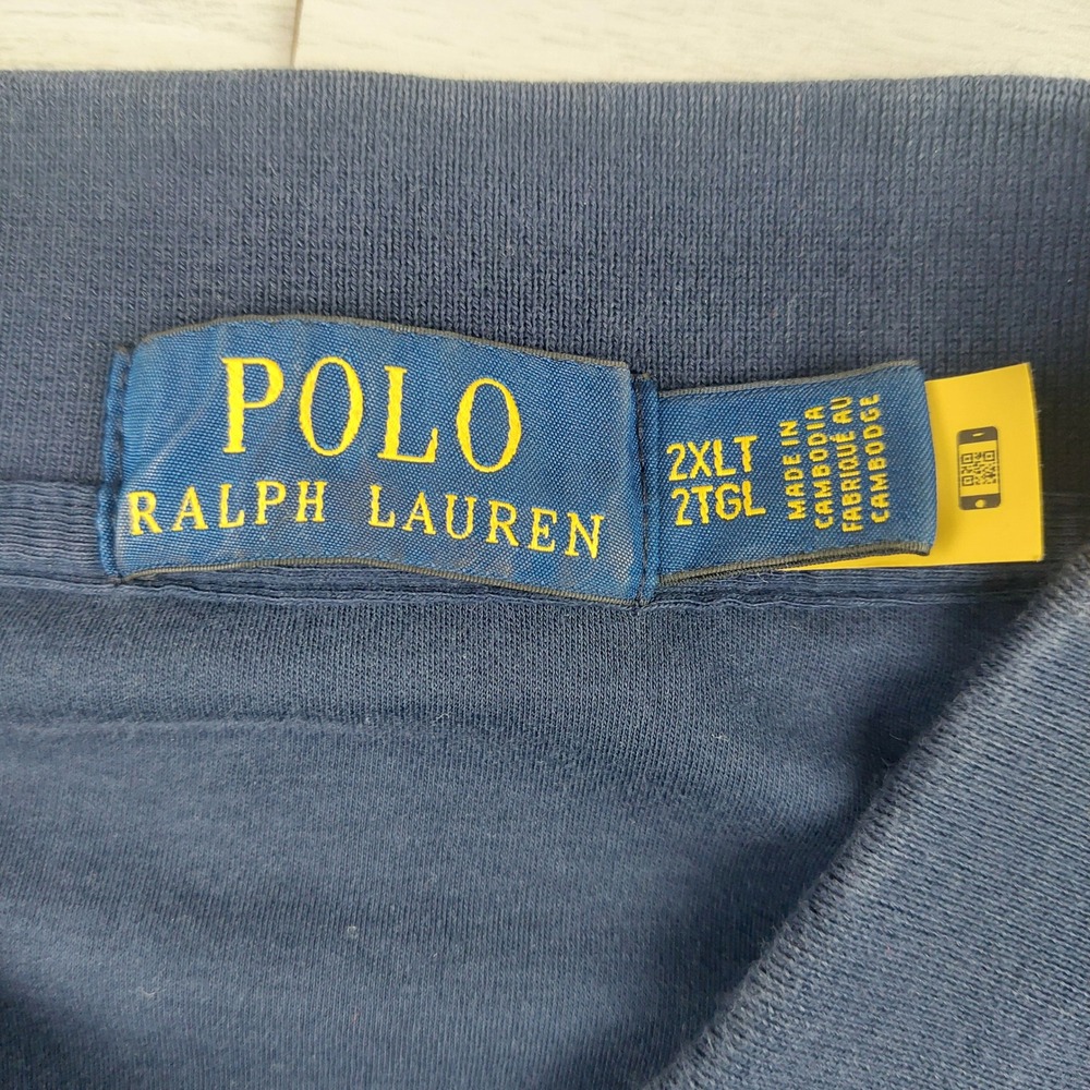 Polo Ralph Lauren Shirt Mens 2XLT Navy Blue Cotton Big & Tall Preppy Minimalist - Picture 4 of 7